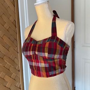 AMERICAN EAGLE PLAID HALTER TOP